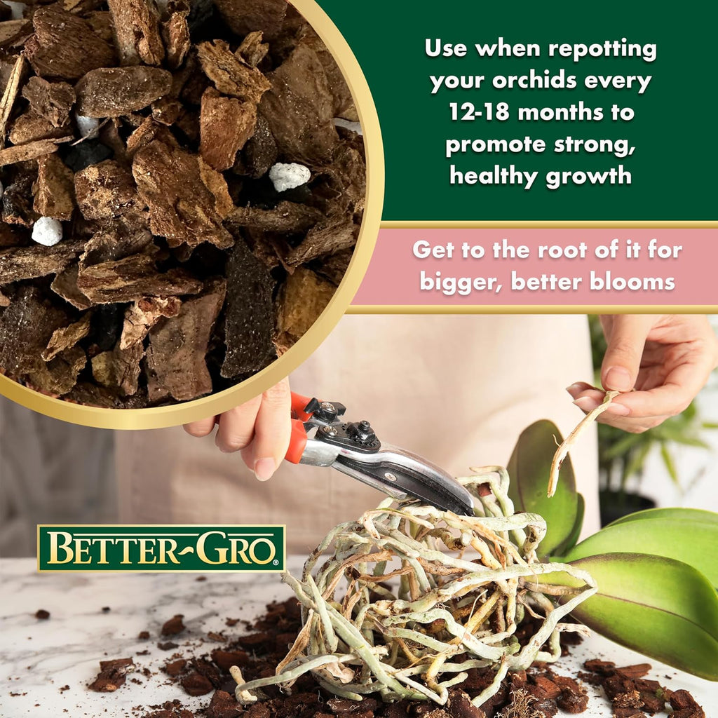 Better-Gro Special Orchid Mix - Premium Grade Orchid Bark Potting Mix For Potting, Repotting, Enhanced Drainage, Air Flow & Root Ventilation, Ideal For Phalaenopsis, Cattleyas, Dendrobiums - 4 Quarts