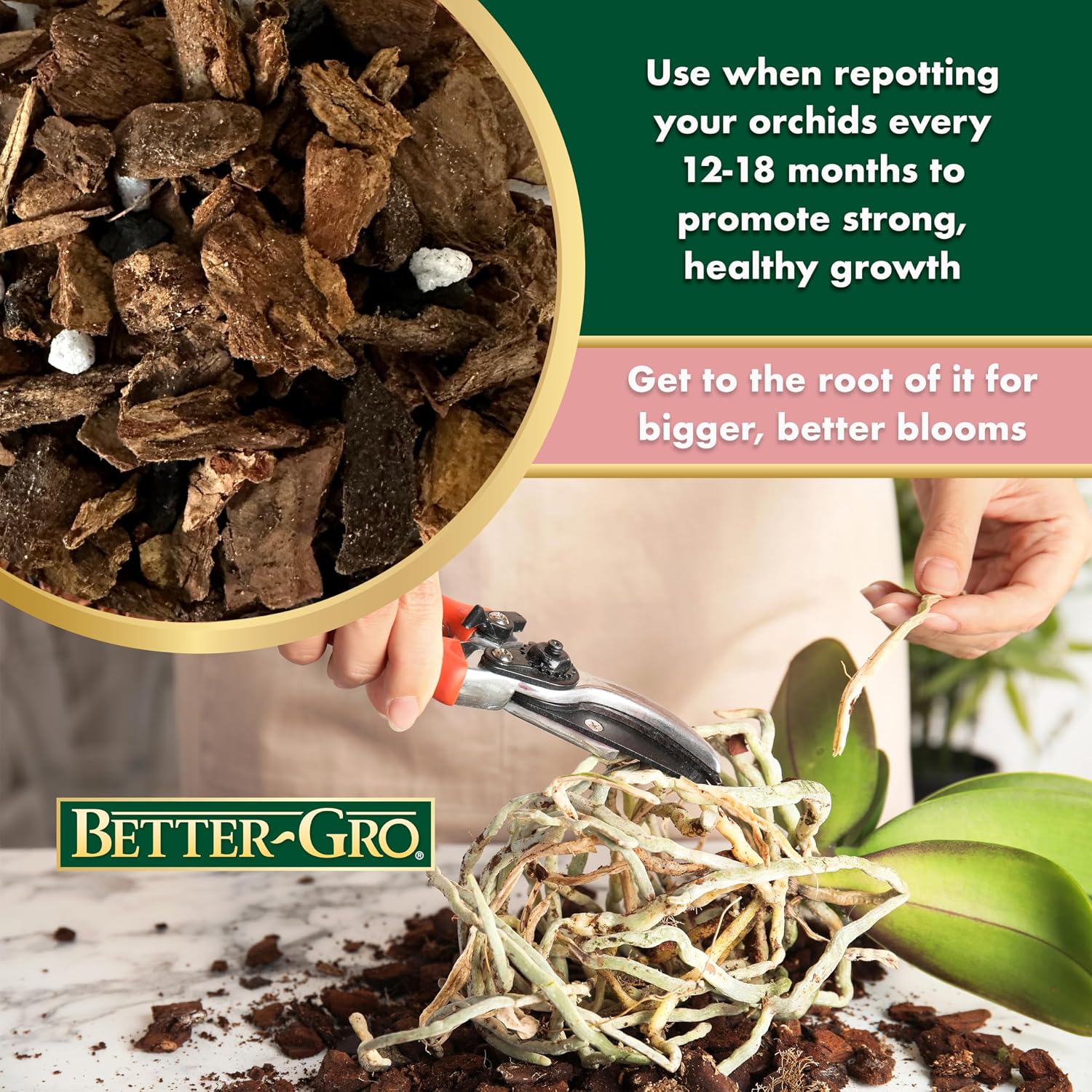 Better-Gro Special Orchid Mix - Premium Grade Orchid Bark Potting Mix For Potting, Repotting, Enhanced Drainage, Air Flow & Root Ventilation, Ideal For Phalaenopsis, Cattleyas, Dendrobiums - 4 Quarts