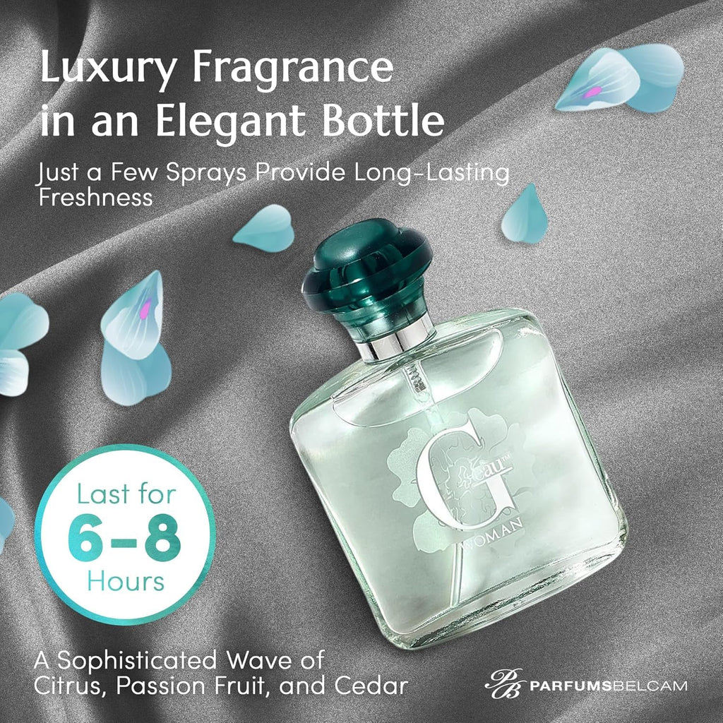 PB ParfumsBelcam G eàu Woman Eau De Parfum Spray for Women – 50 mL Affordable Long Lasting Perfume with Fresh Aquatic Fragrance & Chic Citrus Scent, Made with Premium Oils for Day & Night Use
