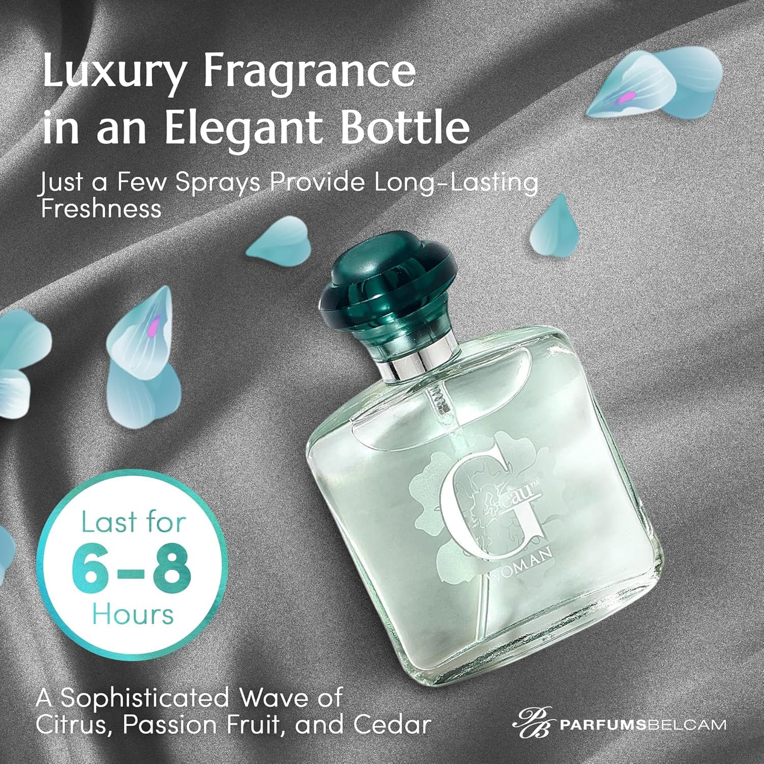 PB ParfumsBelcam G eàu Woman Eau De Parfum Spray for Women – 50 mL Affordable Long Lasting Perfume with Fresh Aquatic Fragrance & Chic Citrus Scent, Made with Premium Oils for Day & Night Use