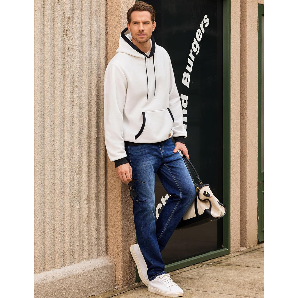 Jmierr Men'S Cotton Casual Hoodies Sweatshirts Fashion Long Sleeve Drawstring Fleece Pullover Hoodie With Pockets