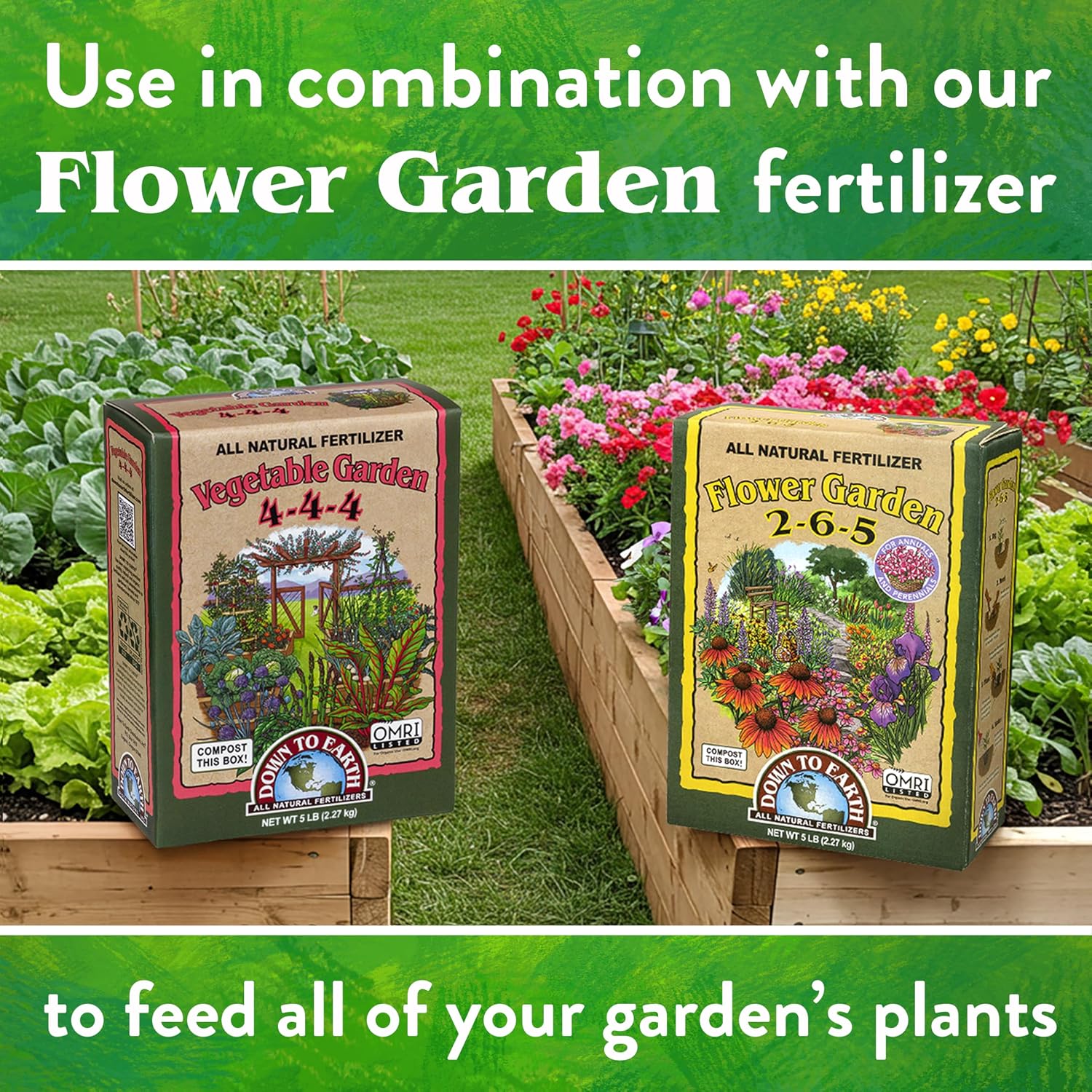 Down To Earth All Natural Fertilizers Organic Vegetable Garden - 5 Lb | Plant Food For Vegetables, Herbs, Greens, Containers, Raised Beds, 4-4-4 Formula For Spring And Summer Gardens