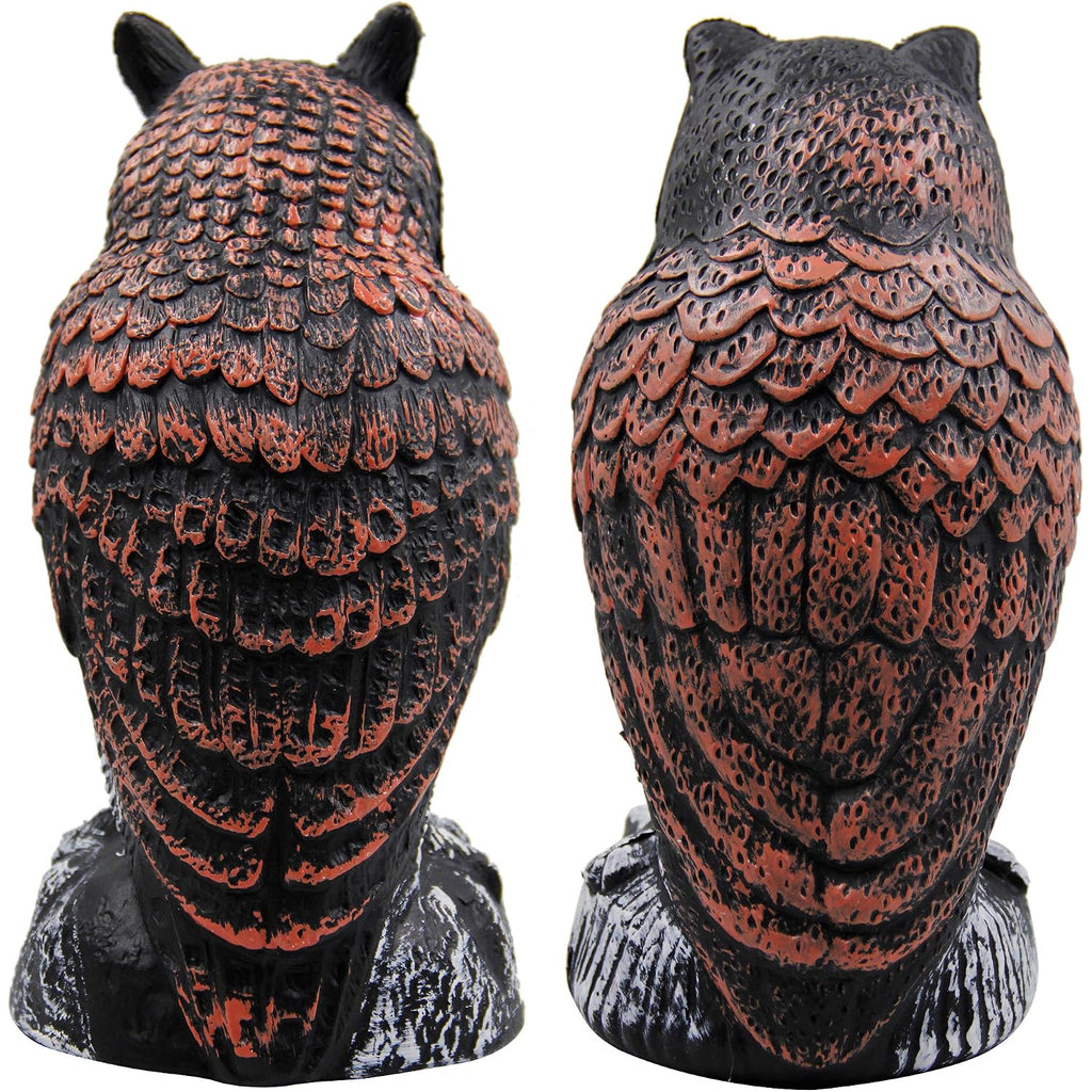 2 Pack Fake Horned Owl Bird Scarecrow Decoy 10.5 Inch Height, Plastic Deterrents, Halloween Decoration, Nature Enemy Pest Repellent For Outdoor Garden Yard
