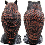 2 Pack Fake Horned Owl Bird Scarecrow Decoy 10.5 Inch Height, Plastic Deterrents, Halloween Decoration, Nature Enemy Pest Repellent For Outdoor Garden Yard