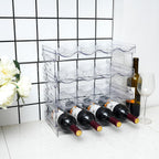 Plastic Stackable Bottle Storage Holder Rack Holds 16 Bottles,Free-Standing Water Bottle/Wine And Drink Organizer Shelf For Kitchen Cabinet,Fridge,Countertop,Pantry,Freezer,4 Packx4 Bottles,Clear
