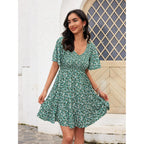 Ueal Womens Cute Floral Smocked V Neck Flutter Sleeve Sundress With Pockets Casual Spring Summer Dresses For Women 2026