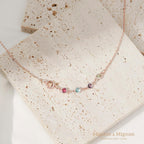 MignonandMignon Birthstone Necklace for Mom Grandma | Custom Family Birthstone Jewelry for Women | Up to 6 Stones Mothers Day Birthday Gift for Her