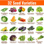 Vegetable & Fruit Seeds | 32 Individual Packs | 2026 Season | Non-Gmo, High Yield - 15,000+ Seeds | Tomato, Cucumber, Zucchini, Bell Pepper And More | For Indoor & Outdoor Garden Planting