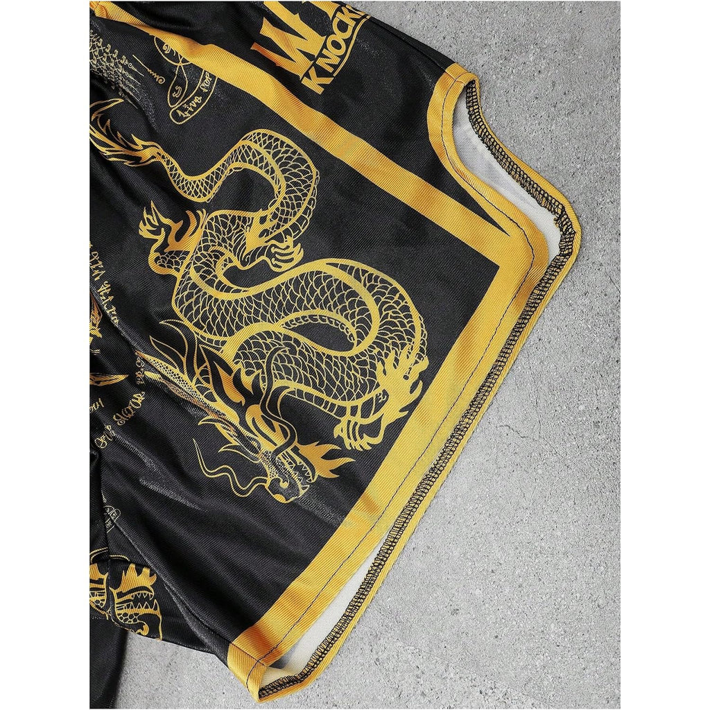 Beaudrm Men'S Muay Thai Shorts Graphic Elastic Waist Kickboxing Baggy Sport Gym Shorts