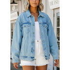 Oversized Denim Jacket Women - Trendy Drop Shoulder Jean Jacket - Loose Fit Boyfriend Style Nashville Outfits For Women
