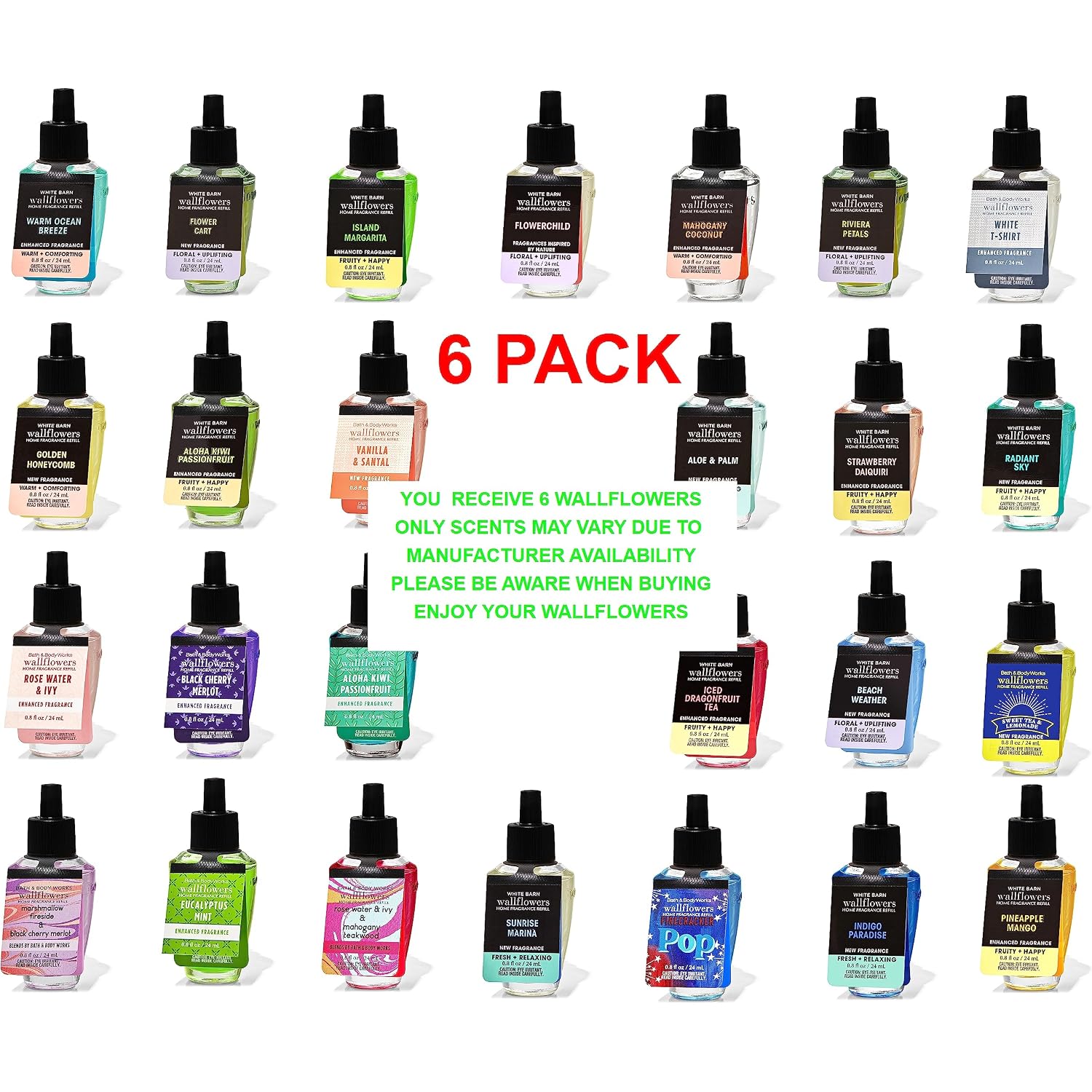 Bath And Body Works Wallflower Fragrance Refill (Assorted, Pack Of 6)
