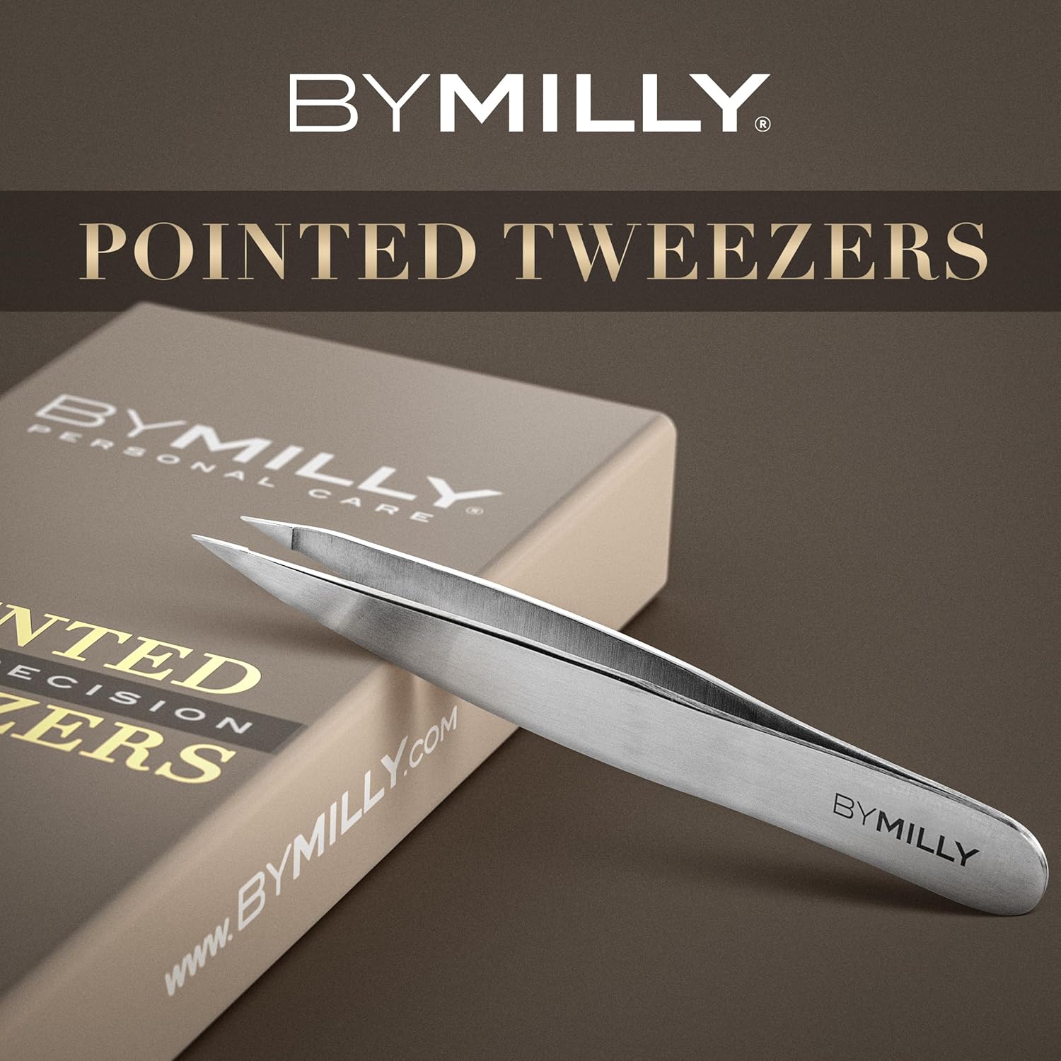 Pointed Tweezers | High Carbon Stainless Steel Needle Nose | Fine Point Precision Hair Removal | Perfectly Aligned & Hand-Filed Sharp | Silver