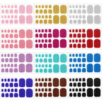 12 Sheets Glitter Toe Nail Wraps Self-Adhesive Toe Nail Polish Stickers Solid Color Nail Art Decals Strips Glittery Manicure Kit with 12 Styles and 2 Pieces Nail Files for Women Girls