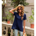 Women's long Tunic Tops to Wear with Leggings Summer Short Sleeve Loose Fit Dressy Shirts M-5XL