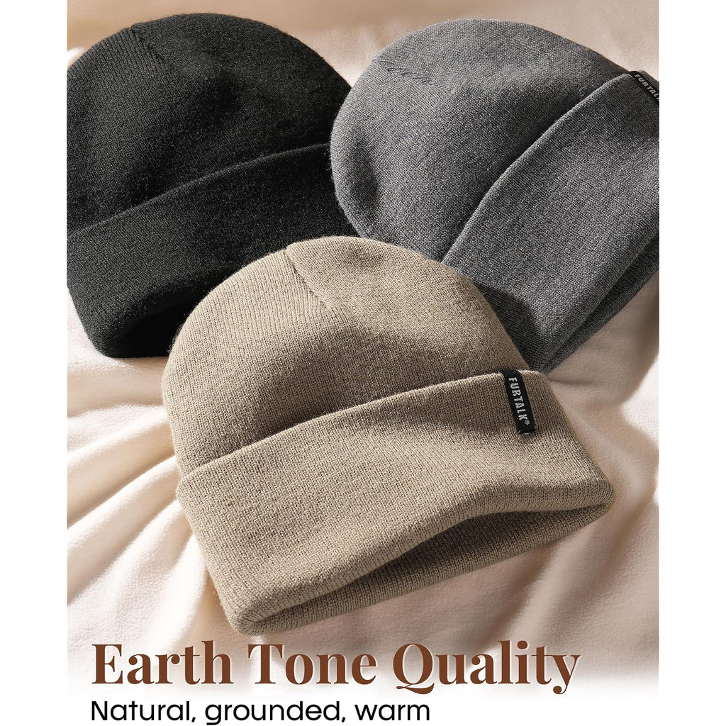 Furtalk Beanie Hat For Men Women Winter Hats For Women Men Soft Warm Unisex Cuffed Beanie Knitted Skull Cap
