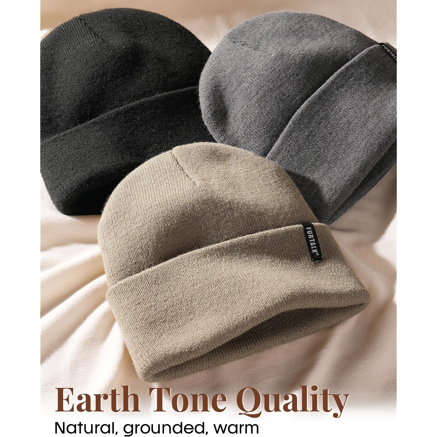 Furtalk Beanie Hat For Men Women Winter Hats For Women Men Soft Warm Unisex Cuffed Beanie Knitted Skull Cap