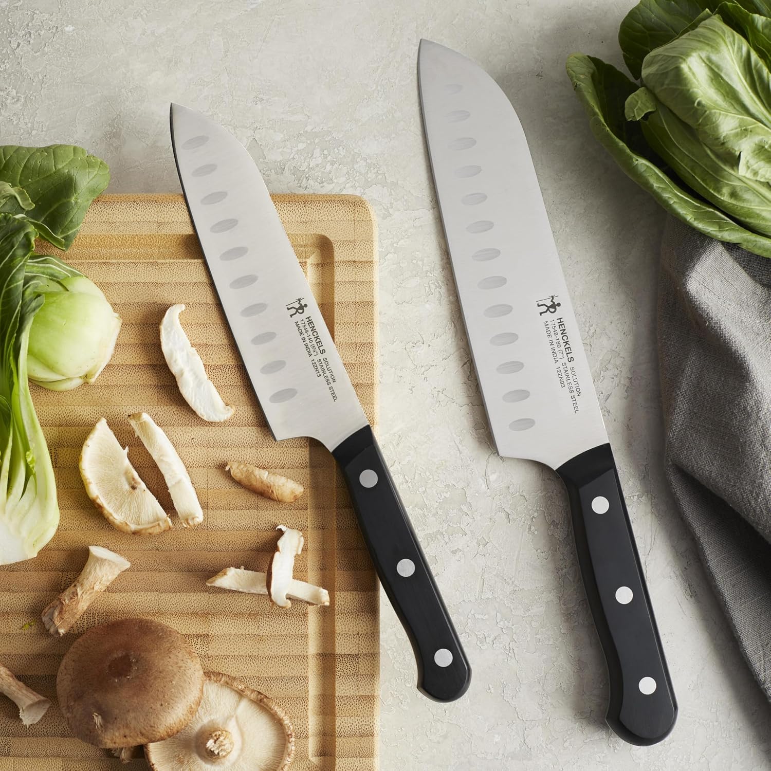 Henckels Solution 2-Pc Santoku Knife Set, Razor-Sharp, German Engineered | Informed By 100+ Years Of Mastery. Dishwasher Safe, Ideal For Everyday Cooking. Comes With 5" & 7" Santoku Knife Blade
