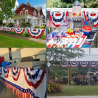 2X4 Ft American Pleated Fan Flag, Patriotic Half Fan Bunting Flag, Indoor Outdoor For Red White Blue Usa 250Th Anniversary 4Th Of July Decoration Patriotic Decor Memorial Day (Set Of 5)