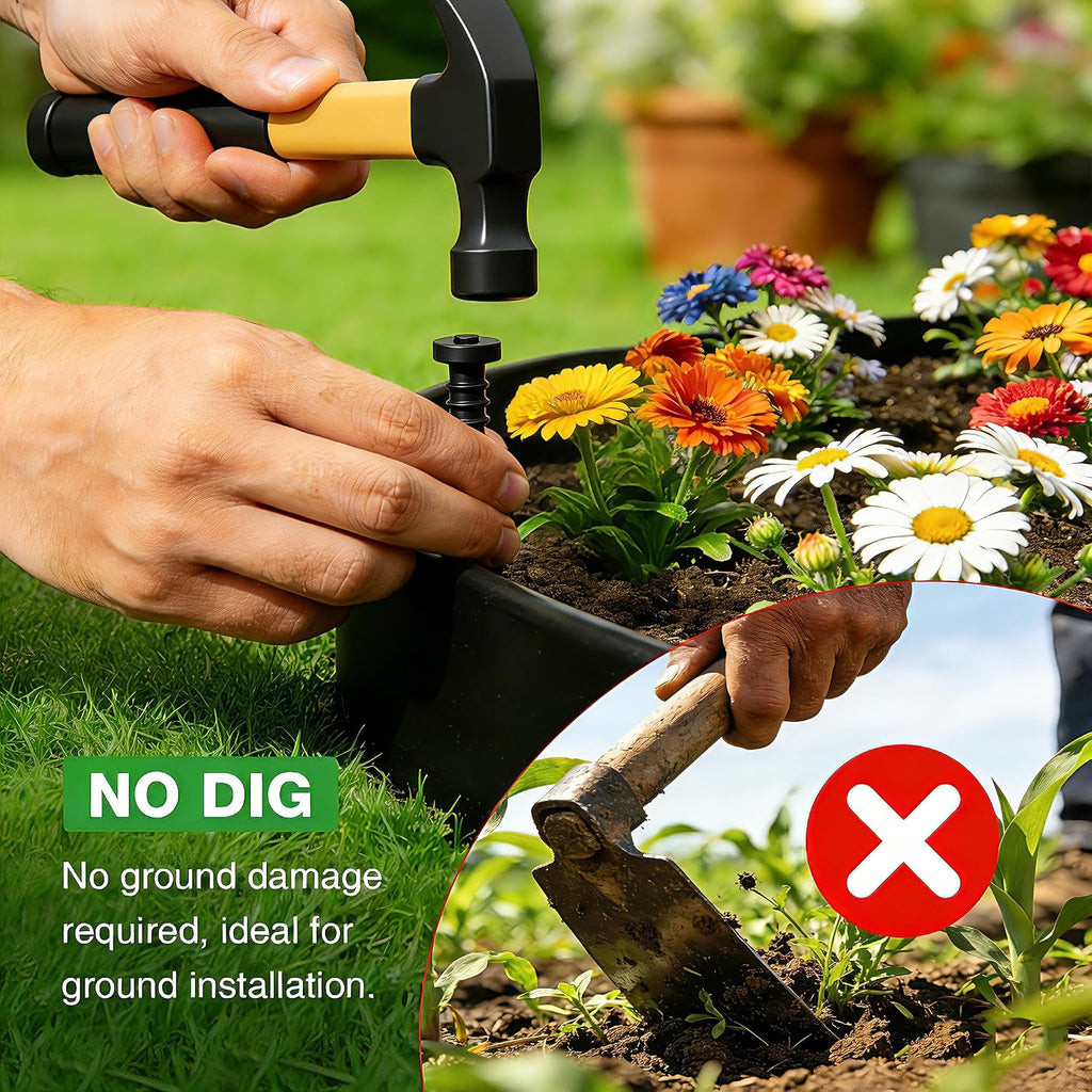 Mixc 100Ft Landscape Edging Kit With 150 Spikes, Not Digging Flexible Plastic Edge Border For Landscaping, Lawn, Garden, Flower Beds, Yard, Paver, Playground, Pathway,3Pack, 33Ft Each,1.5In High