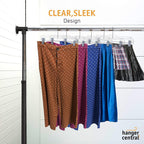 Premium 14 Inch Clear Pants Hangers With Adjustable Clips - 12 Pack Space-Saving Skirt Hangers - Non-Slip Heavy Duty Plastic Closet Organizers With 360° Swivel Hook