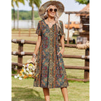 Zeagoo Summer Dresses For Women 2026 Casual Short Sleeve Aline Midi Dress With Pocket Flowy Pleated Tshirt Beach Sundress