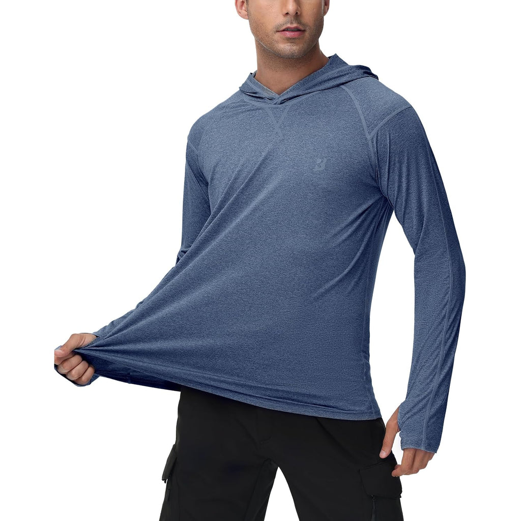 Roadbox Mens Upf 50+ Fishing Shirts, Long Sleeve Uv Sun Hoodie, Hiking Running Swim Athletic Workout Shirt