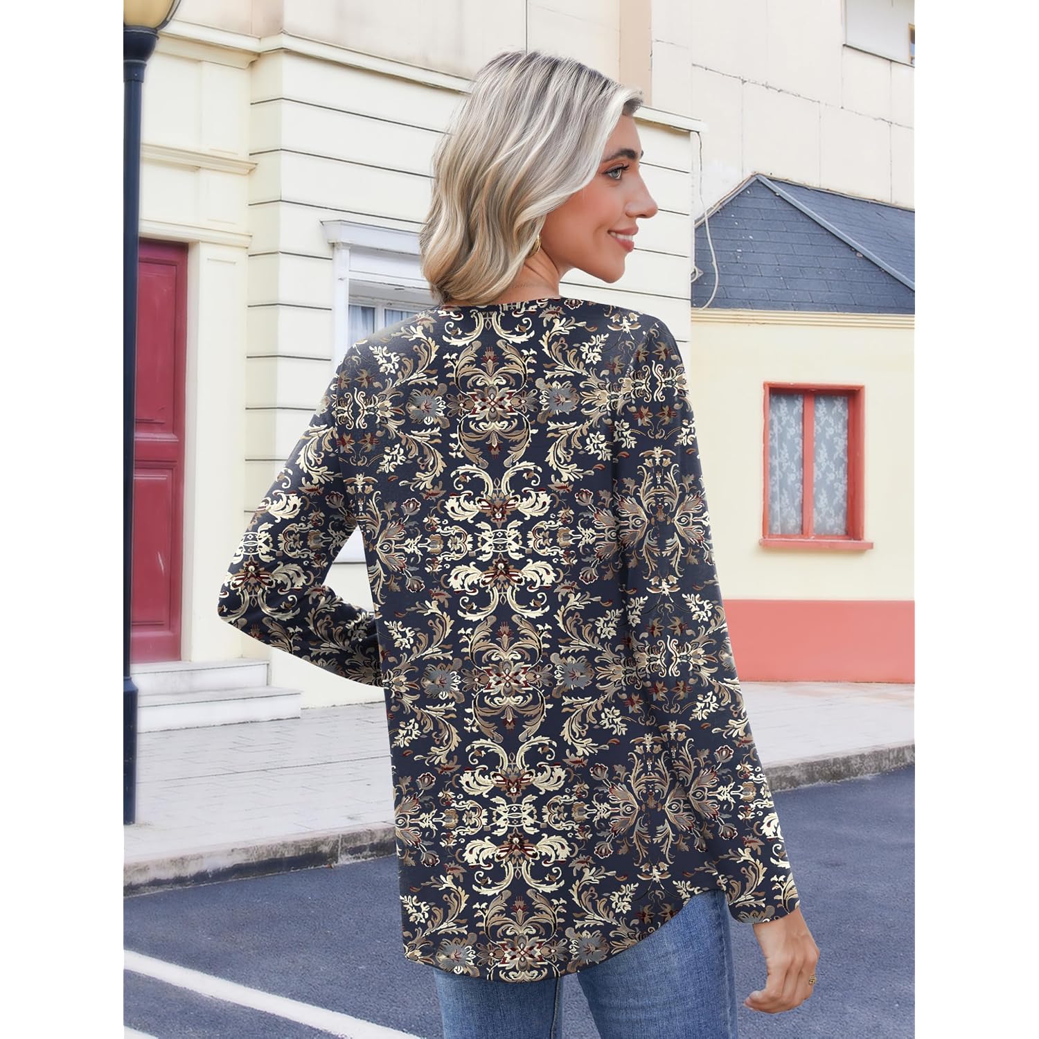 Zeagoo Womens Tops Long Sleeve Shirts Boho Tops for Women 2026 Fall Blouses Ladies Sweatshirts Spring Fashion Clothing
