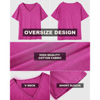 Flowyair Womens Oversized T Shirts Summer Loose Fit Cotton Short Sleeve Basic Tees Casual V Neck Boyfriend Tunic Tops