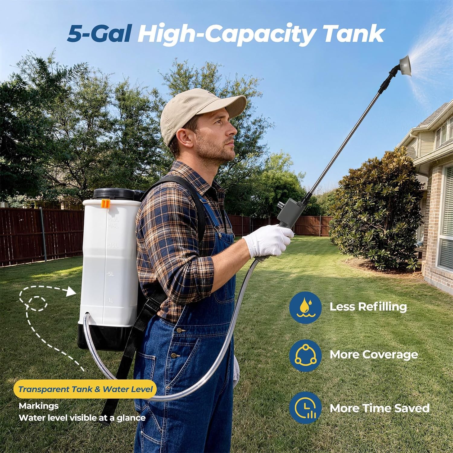 Jesimaik Battery Powered Backpack Sprayer, 120 Psi Handle-Mounted Pressure Control, 4.8 Gallon, 4.0Ah Battery Operated Weed Sprayer With Telescopic Wand & 5 Nozzles For Weed, Lawn & Garden