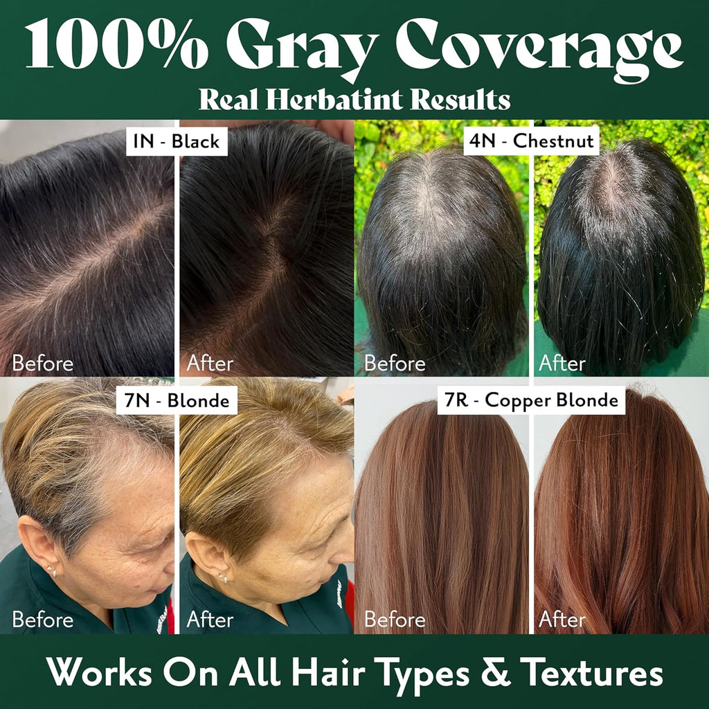 Herbatint Permanent Hair Dye For Women - 1N Black - For Up To 100% Gray Coverage of Resistant Gray Hair - Ammonia-Free, Alcohol-Free & Vegan - Salon Influenced Hair color 5.75 fl oz
