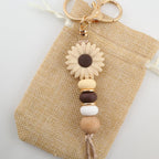 Flower Charm for Women Cute Keychain for Car Keys Silicone Bead Purse Charms for Handback Key Ring