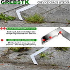 Crack Weeder Crevice Weeding Stainless Steel Sharp Lightweight Tool | Razor-Sharp Rust-Resistant L-Shaped Blade, Solid Beech Wood Non-Slip Handle, For Patio Cracks, Driveway Gaps, Walkway Edging