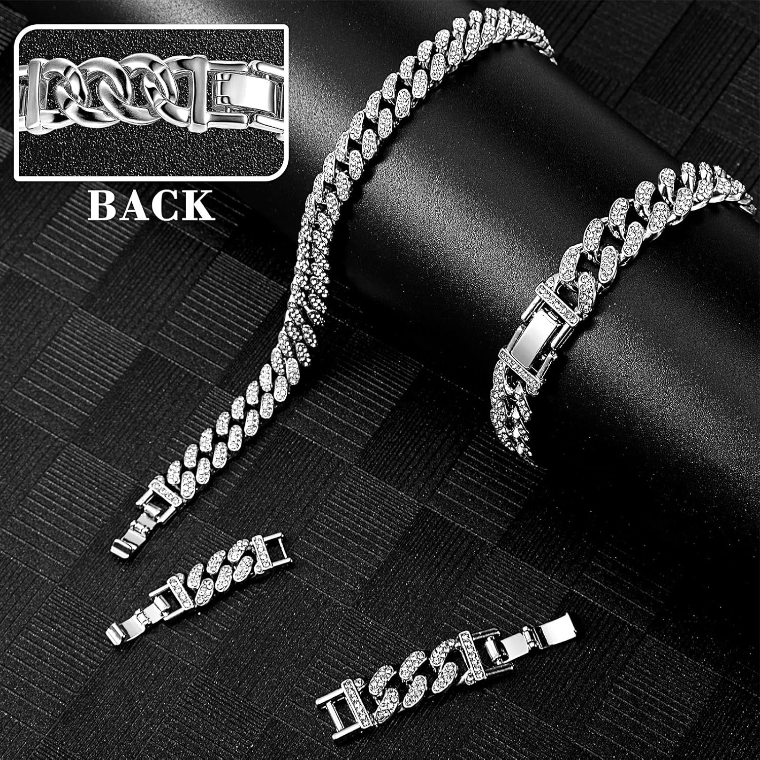 Batiyeer Women's Ankle Bracelets Cuban Link Chain Anklets Adjustable Chunky Anklets with Detachable Extender Rhinestone Bling Jewelry Gifts