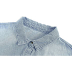 Womens Button Down Denim Shirt Chambray Casual Long Sleeve Collared Boyfriend Jean Jacket Shacket With Pockets