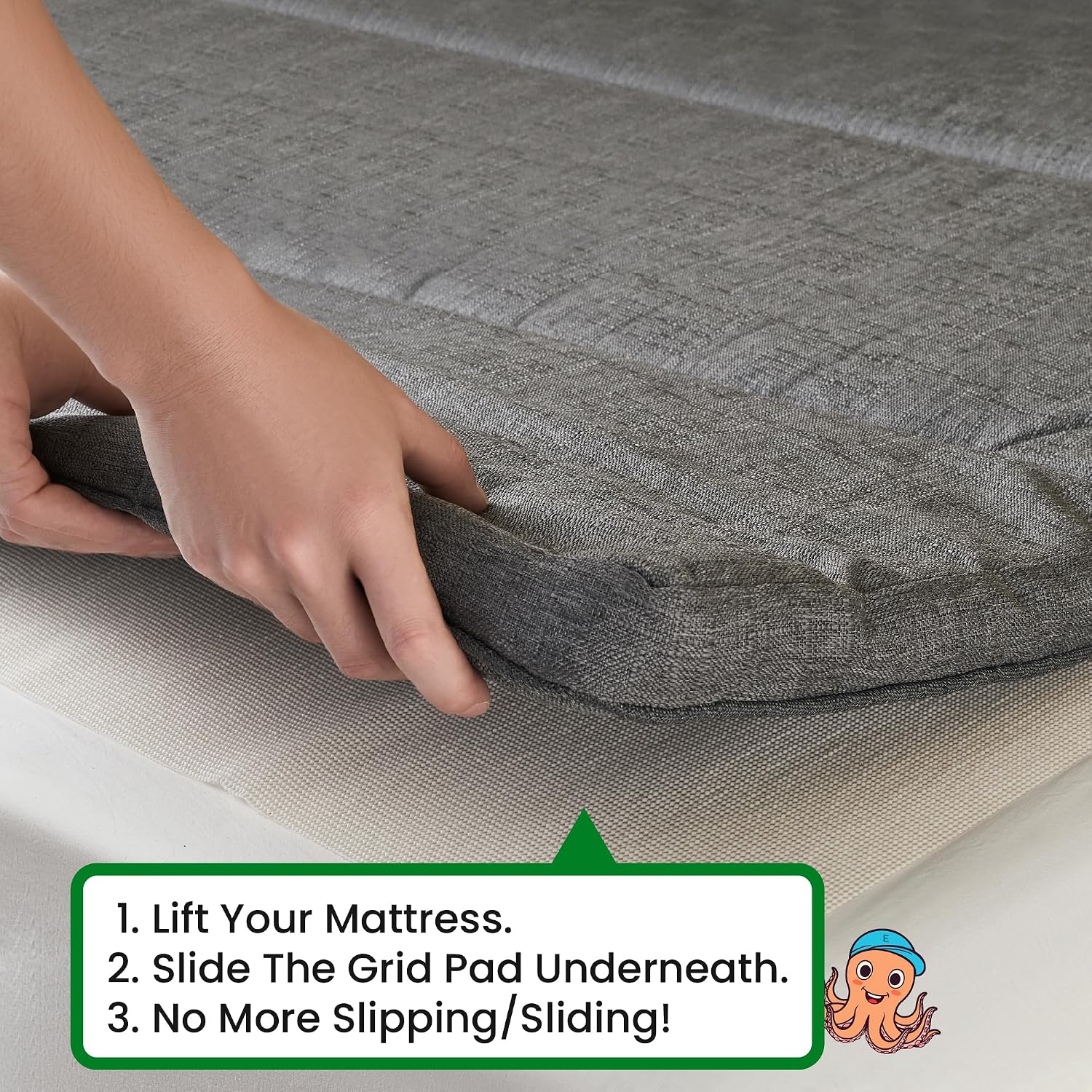 Non Slip Mattress Gripper Pad Stop Mattress, Keep Topper From Sliding - Anti Slip Grip Pads Holder Stop Couch Cushion, Sofa Cushions, Patio & Furniture To Prevent Sliding (Twin)