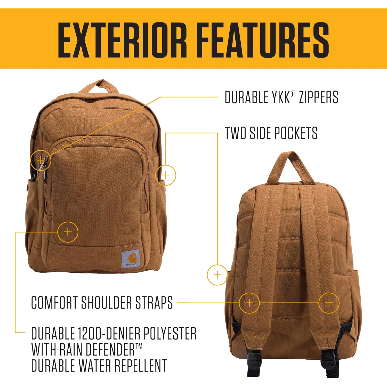 Carhartt 25L Classic Laptop Backpack, Durable Water-Resistant Pack W/ 16" Laptop Sleeve And Multiple Organizational Compartments, Black