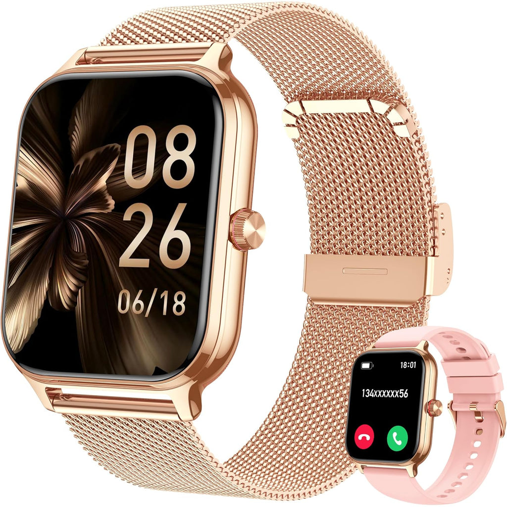Smart Watch For Women & Men, 2026 New 1.96’’ Reloj Inteligente Para Mujer Answer/Make Calls, Blood Pressure, Hr, Sleep Monitor, 110+ Sport Modes, Voice Assistant Fitness Watch For Ios Android Phone
