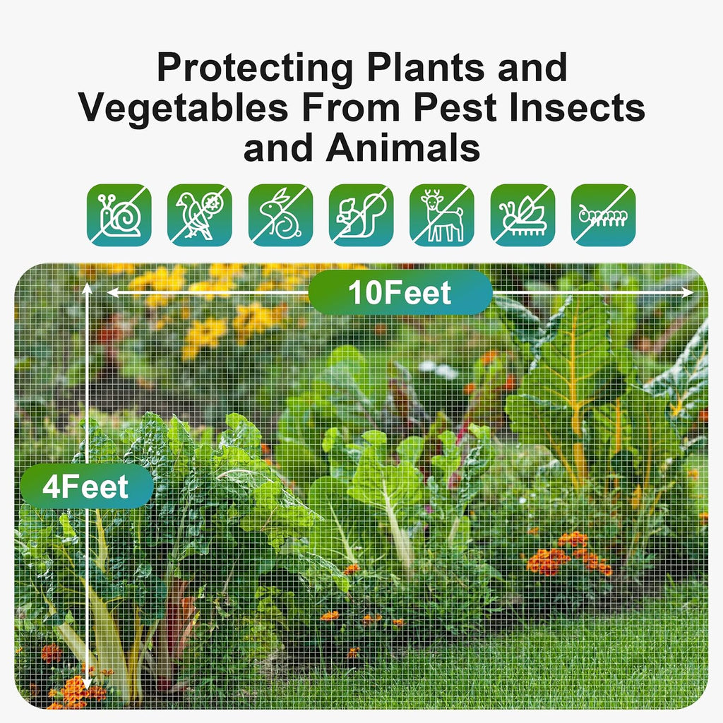 Garden Netting Pest Barrier: 4'X10' Fine Bug Netting For Garden Protection Row Cover Raised Bed Screen Mesh Greenhouse Mosquito Net, Protecting Tree Plants Vegetable Flowers Fruits