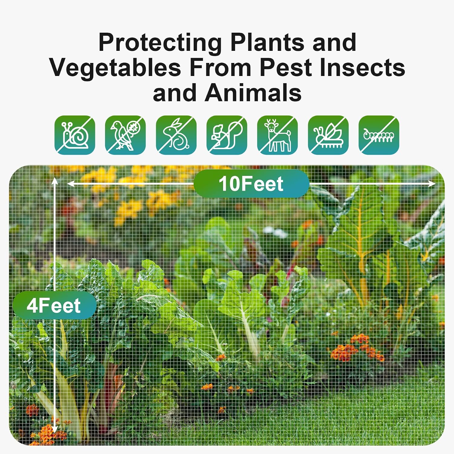 Garden Netting Pest Barrier: 4'X10' Fine Bug Netting For Garden Protection Row Cover Raised Bed Screen Mesh Greenhouse Mosquito Net, Protecting Tree Plants Vegetable Flowers Fruits