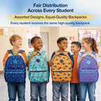 24-Pack 17" Elementary Bulk Backpacks For School, Bulk Printed Bookbags For Boys And Girls Ages 5-11, Assorted Prints For School Drives, Donations, And Giveaways