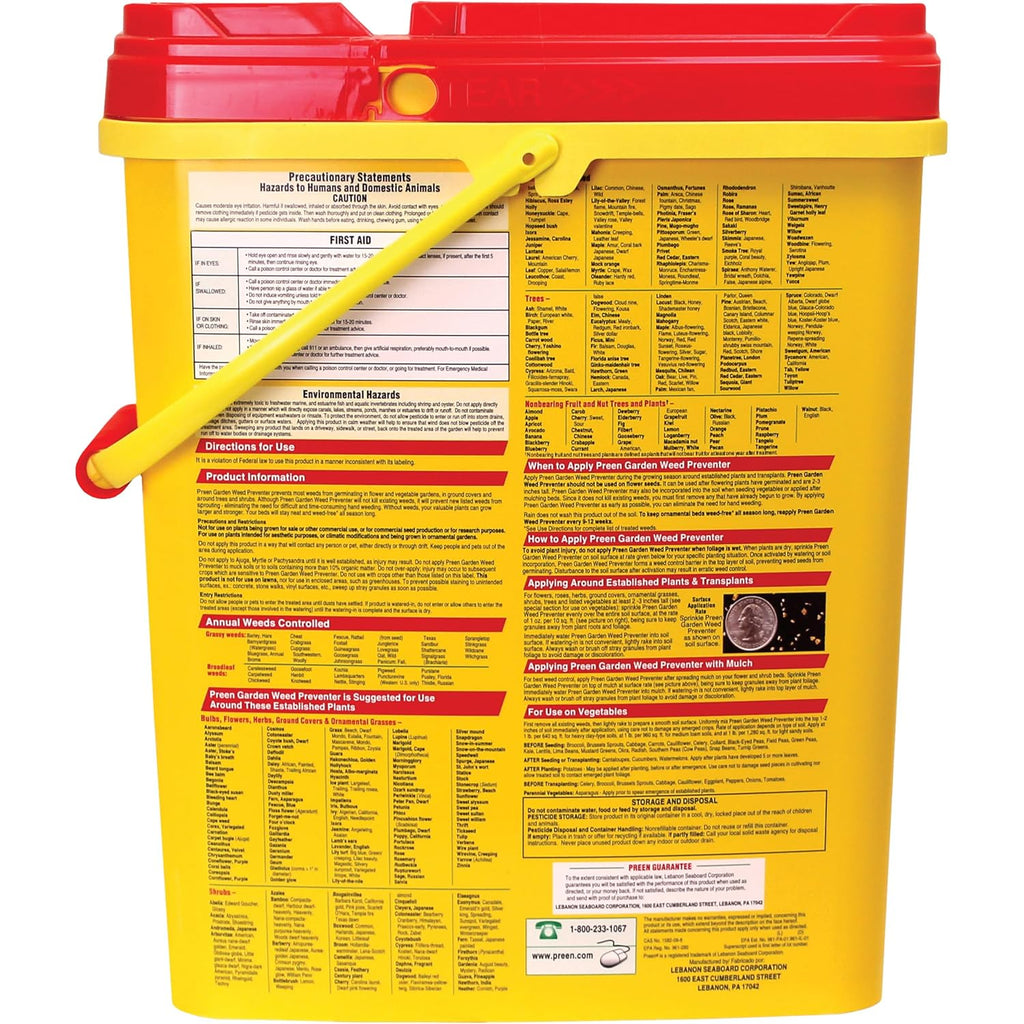 Preen Garden Weed Preventer 16 Lb. Drum, Covers 2,560 Sq. Ft. | Pre Emergent Weed Control For Flower And Vegetable Gardens - Prevents Weeds Up To 3 Months - Safe For Use Around 200 Plants