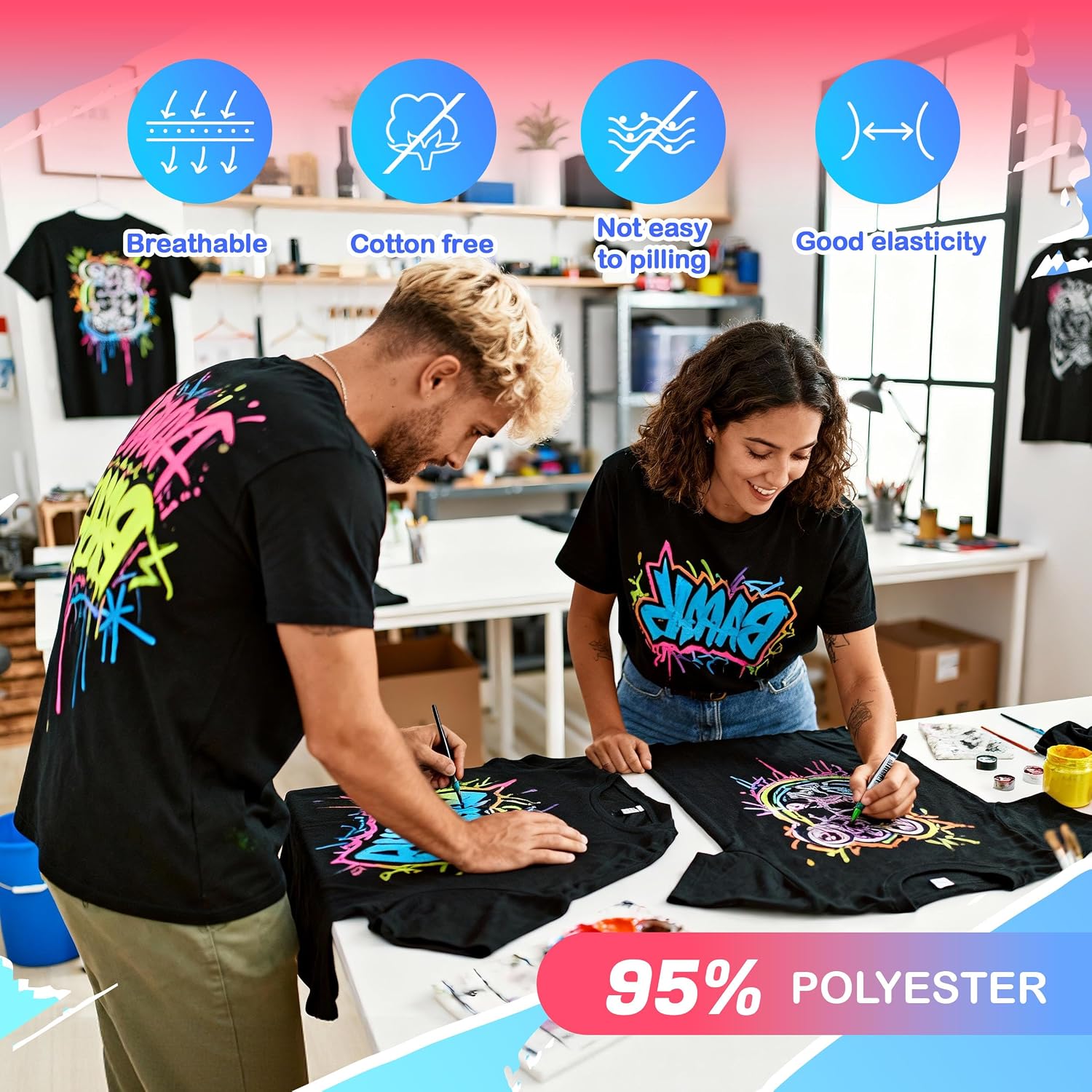 Joyclub 5 Pcs Black Blank T Shirts Bulk Crew Neck Short Sleeve Wholesale Plain Polyester Shirt Tee For Diy Daily Wear