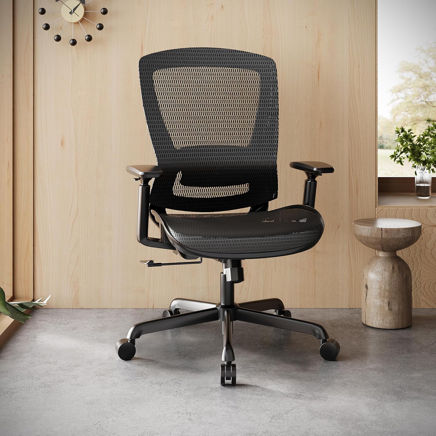 Ergonomic Mesh Office Chair,Comfy Computer Desk Chair - Bifma 5.1 Certified Commercial Swivel Task Chair For Home Office - Adjustable Lumbar Support & Armrests,Tilt Function,Wide Seat (Black)