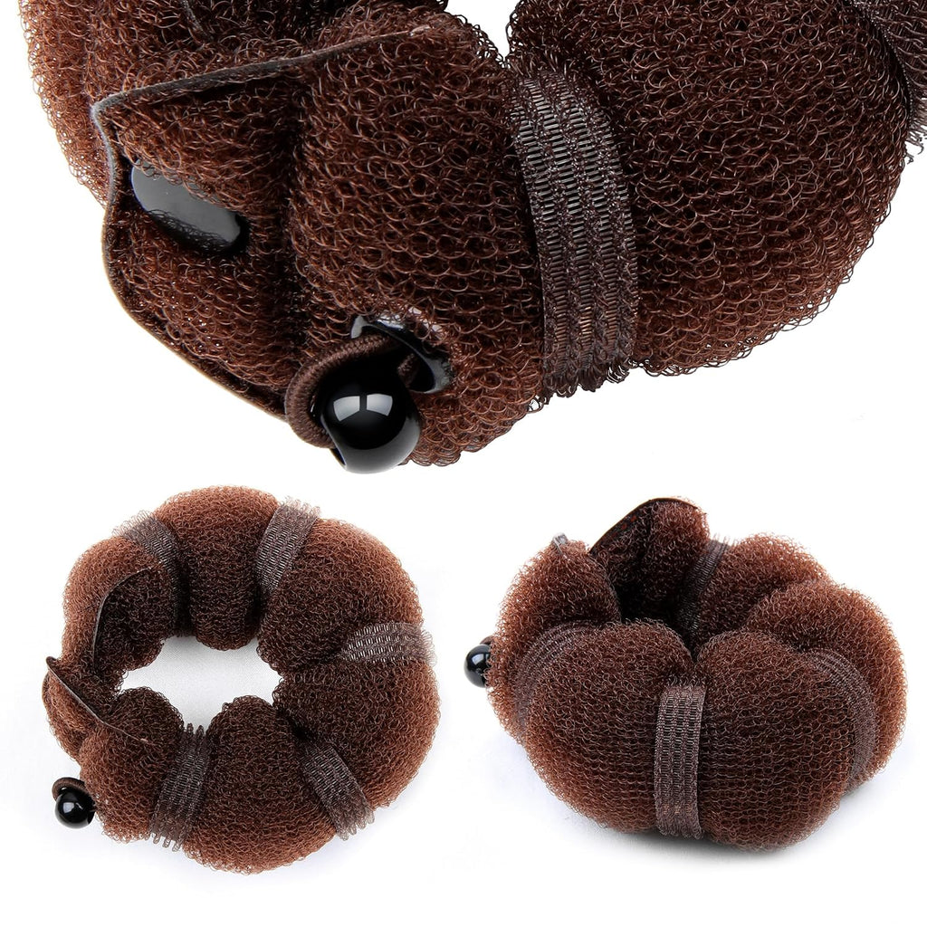 Goldrose Buns 2 Pieces Magic Hair Styling Styler Hair Bun Maker | Twist Ring Former Shaper Doughnut Donut Chignon Bun Maker Clip Hair Curler Accessory Small & Large (Brown)