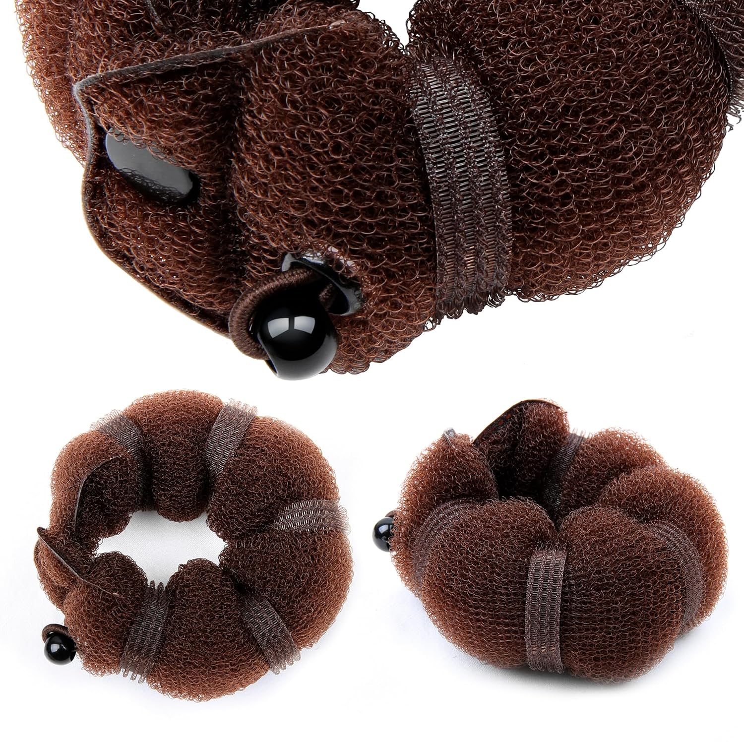 Goldrose Buns 2 Pieces Magic Hair Styling Styler Hair Bun Maker | Twist Ring Former Shaper Doughnut Donut Chignon Bun Maker Clip Hair Curler Accessory Small & Large (Brown)