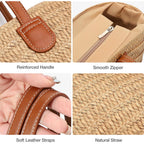 Hommtina Straw Bag Womens Straw Beach Bag Vacation Purse for Summer