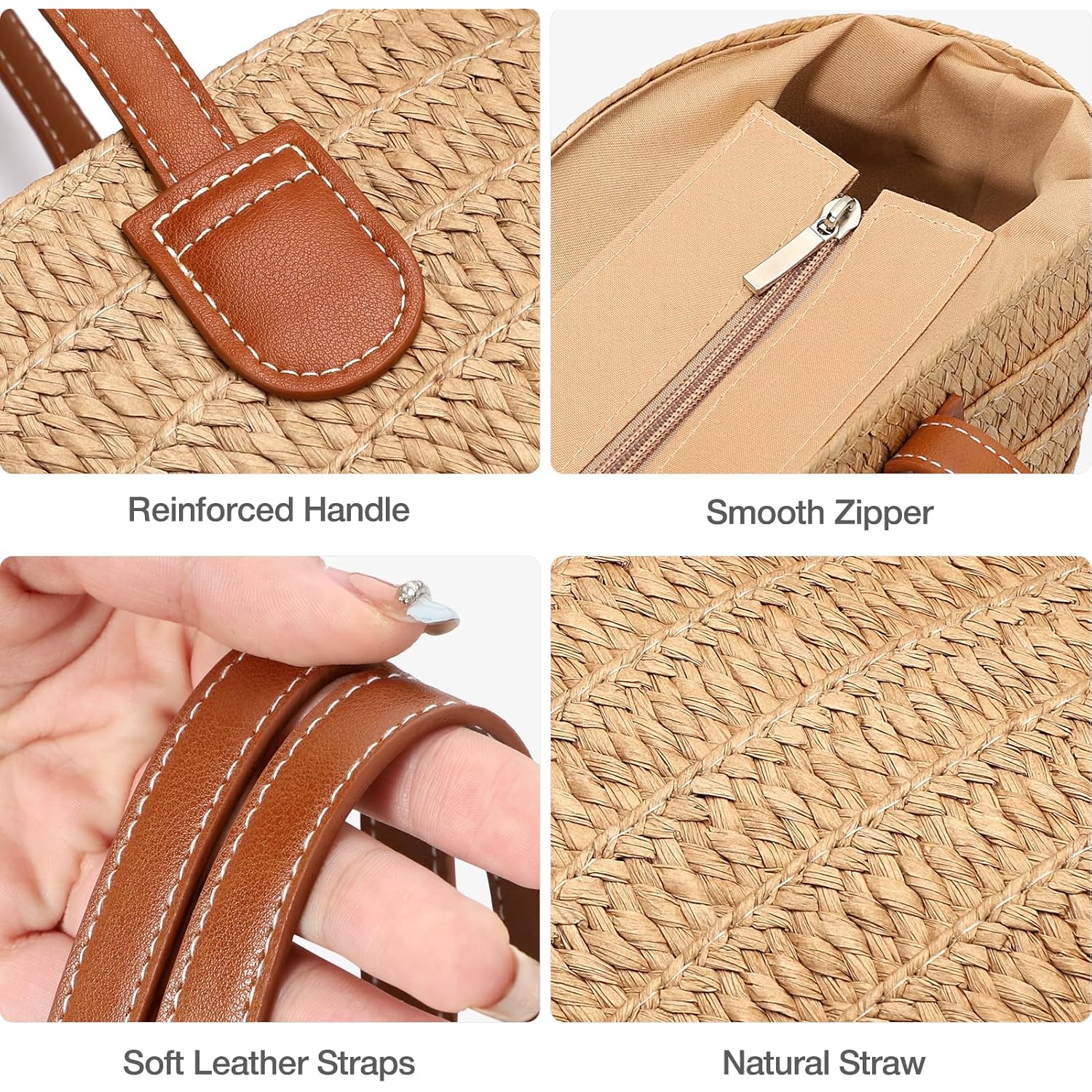 Hommtina Straw Bag Womens Straw Beach Bag Vacation Purse for Summer