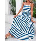 Prettygarden Women Summer Maxi Dresses 2026 Spaghetti Strap Boho Floral Striped Wedding Guest Beach Vacation Flowy Long Dress