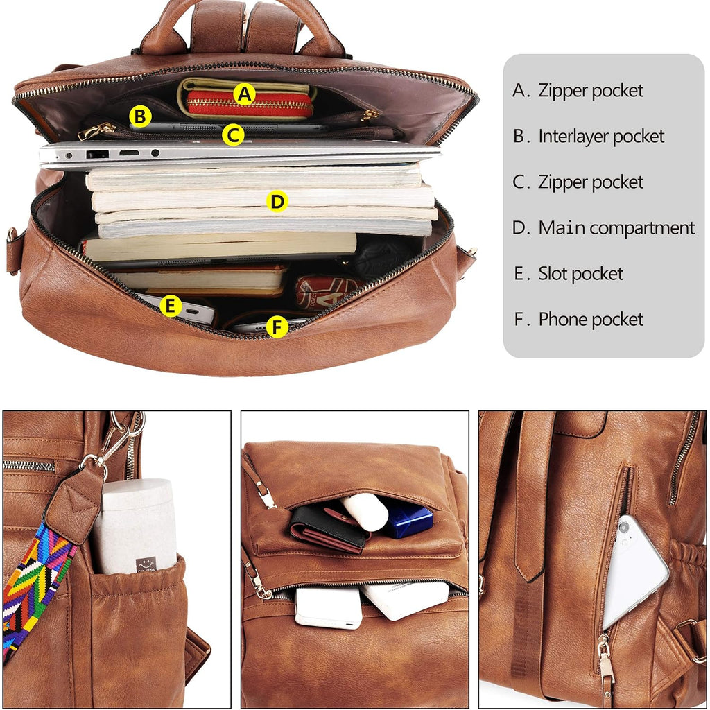 Dora & Liz Womens Backpack Purse Leather Backpack Purse For Women Travel Fashion Backpack Designer Ladies Shoulder Bags