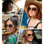 FEISEDY Polarized Women Square Sunglasses Sparkling Composite Shiny Frame B2289